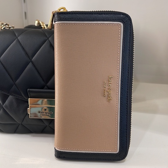 Kate Spade Morgan Colorblocked Zip-around Continental Wallet Cafe Mocha 
NWT - Picture 5 of 16